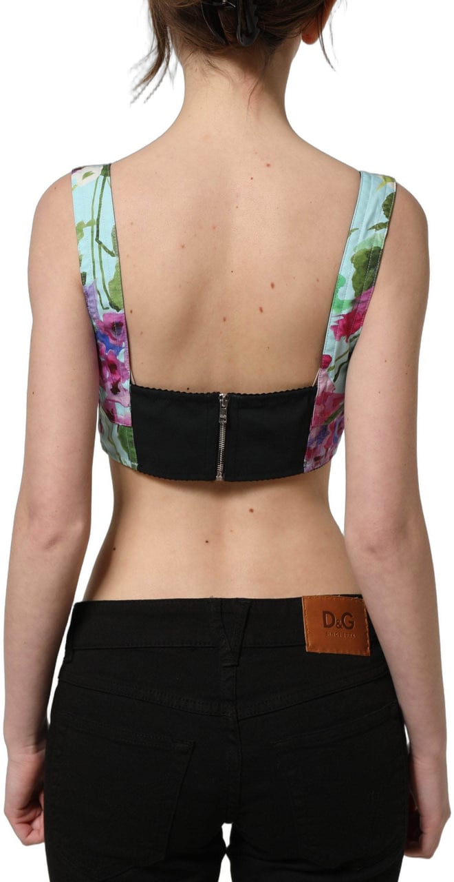 Dolce & Gabbana Multicolor Floral Cropped Bustier Tank Top Divers