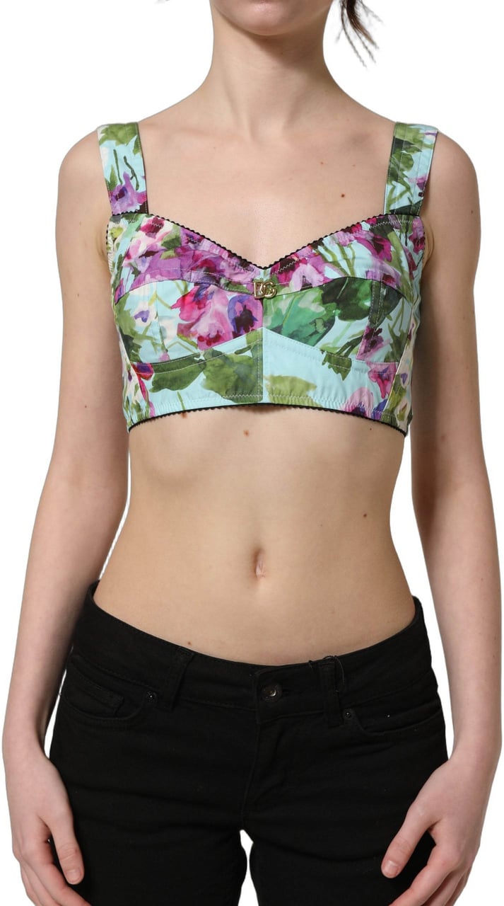 Dolce & Gabbana Multicolor Floral Cropped Bustier Tank Top Divers