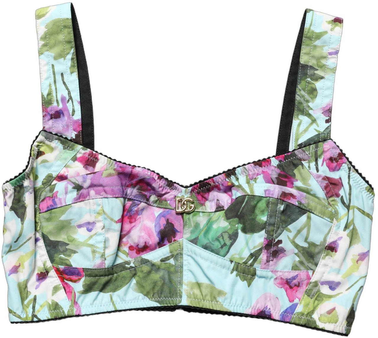 Dolce & Gabbana Multicolor Floral Cropped Bustier Tank Top Divers