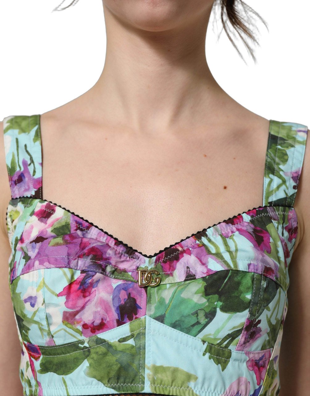 Dolce & Gabbana Multicolor Floral Cropped Bustier Tank Top Divers
