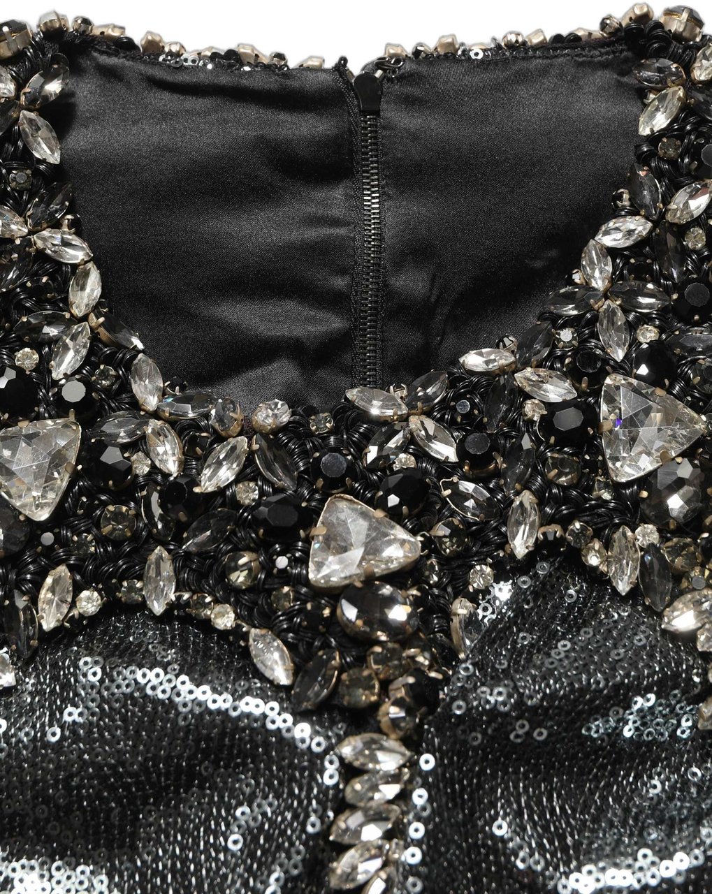 Dolce & Gabbana Metallic Gray Sequin Embellished Blouse Top Grijs