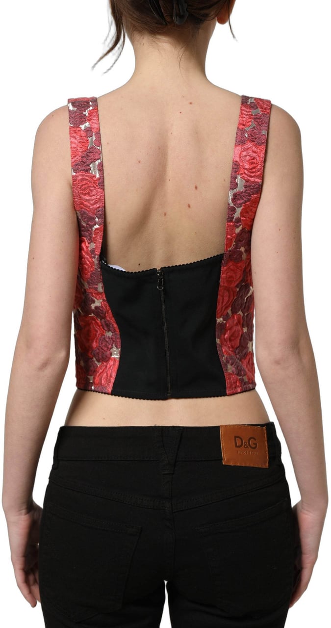 Dolce & Gabbana Multicolor Floral Cropped Bustier Tank Top Divers