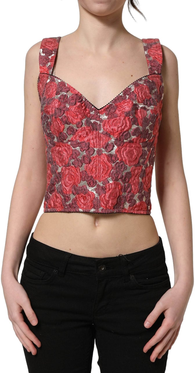 Dolce & Gabbana Multicolor Floral Cropped Bustier Tank Top Divers