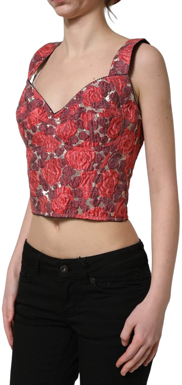 Dolce & Gabbana Multicolor Floral Cropped Bustier Tank Top Divers