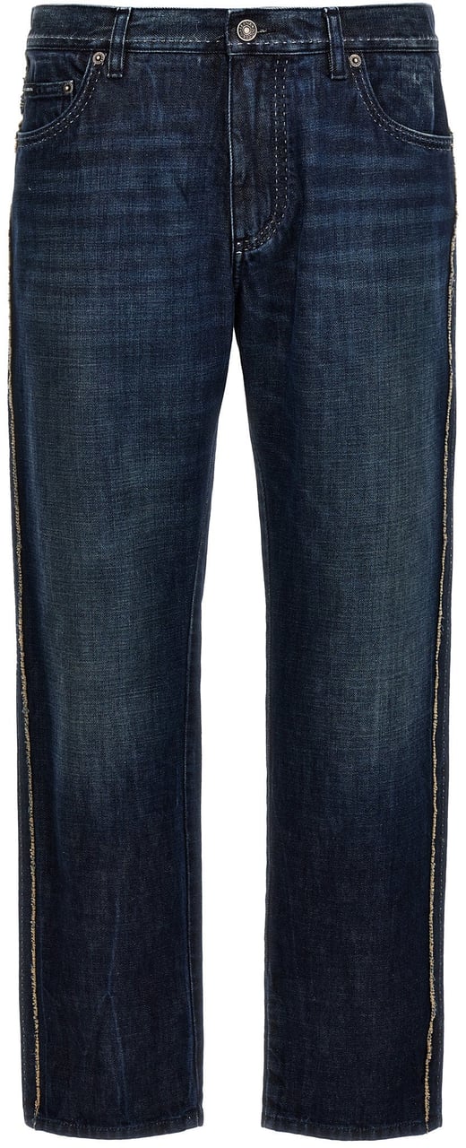 Dolce & Gabbana Blue Cotton Skinny Jeans Blauw