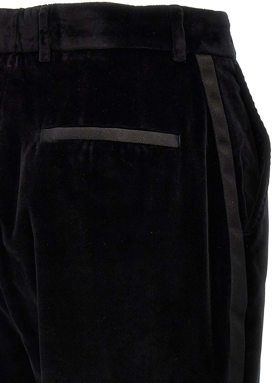 Dolce & Gabbana Black Cotton Dress Pants Zwart