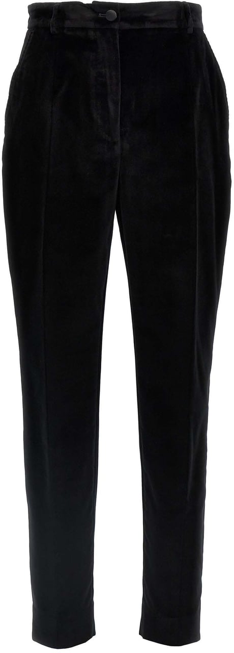 Dolce & Gabbana Black Cotton Dress Pants Zwart