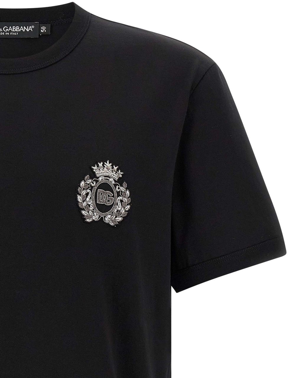 Dolce & Gabbana Black Cotton T-Shirt Zwart