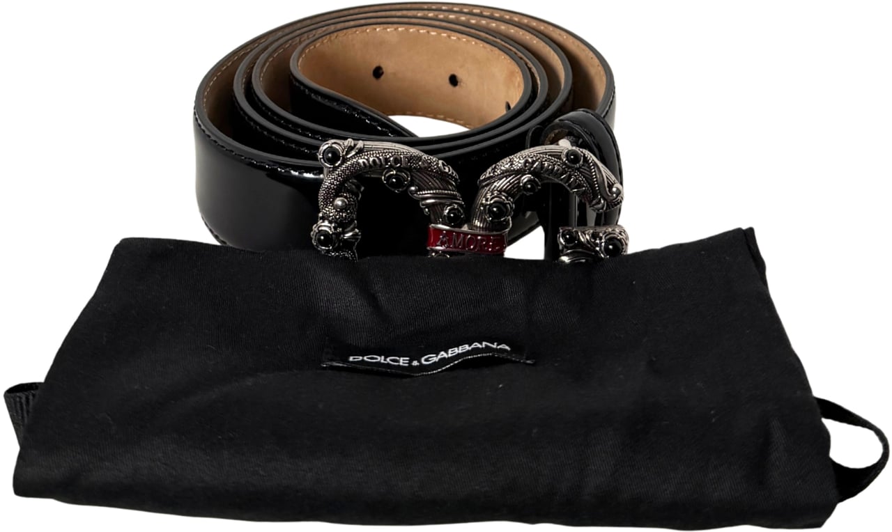 Dolce & Gabbana Amore Belt Size 95 Black Zwart