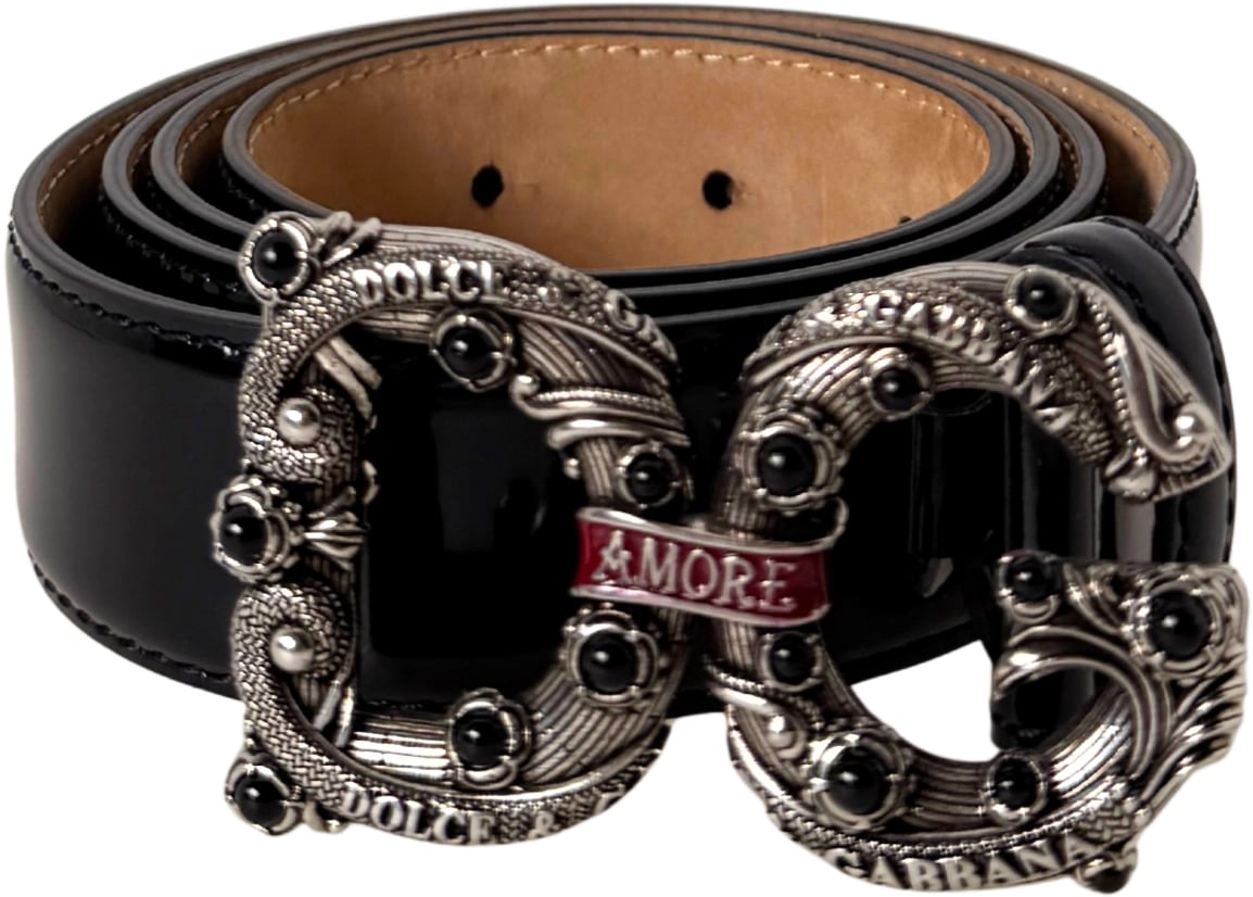 Dolce & Gabbana Amore Belt Size 95 Black Zwart