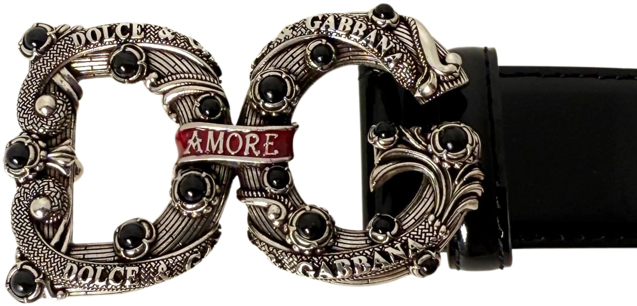 Dolce & Gabbana Amore Belt Size 95 Black Zwart