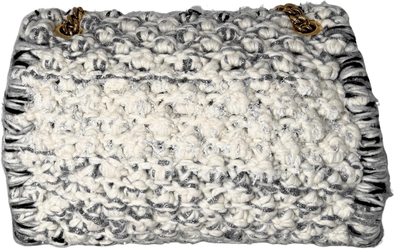 Dolce & Gabbana Dolce & Gabbana Große Schultertasche Devotion aus Strickgewebe Grau Fullset / neuwertig Grijs