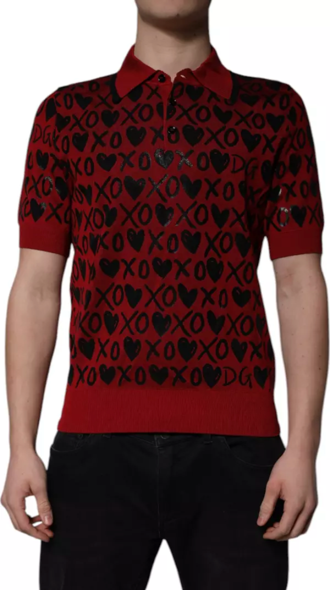 Dolce & Gabbana Dolce & Gabbana Red Cotton XOXO Polo T-shirt Rood