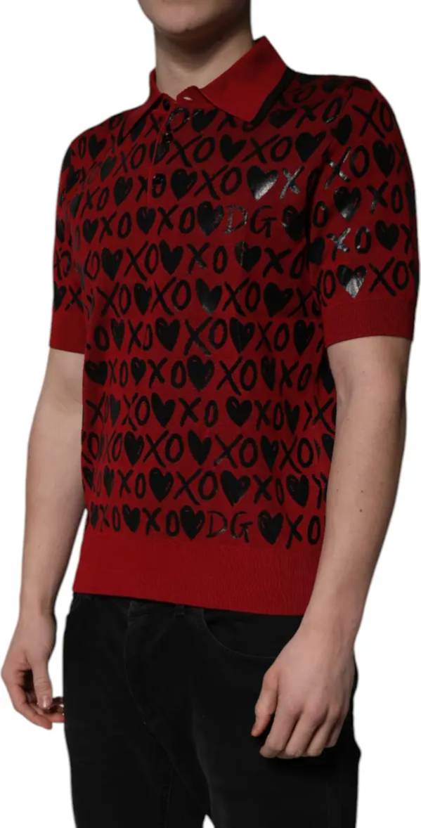 Dolce & Gabbana Dolce & Gabbana Red Cotton XOXO Polo T-shirt Rood