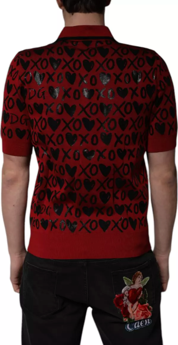Dolce & Gabbana Dolce & Gabbana Red Cotton XOXO Polo T-shirt Rood