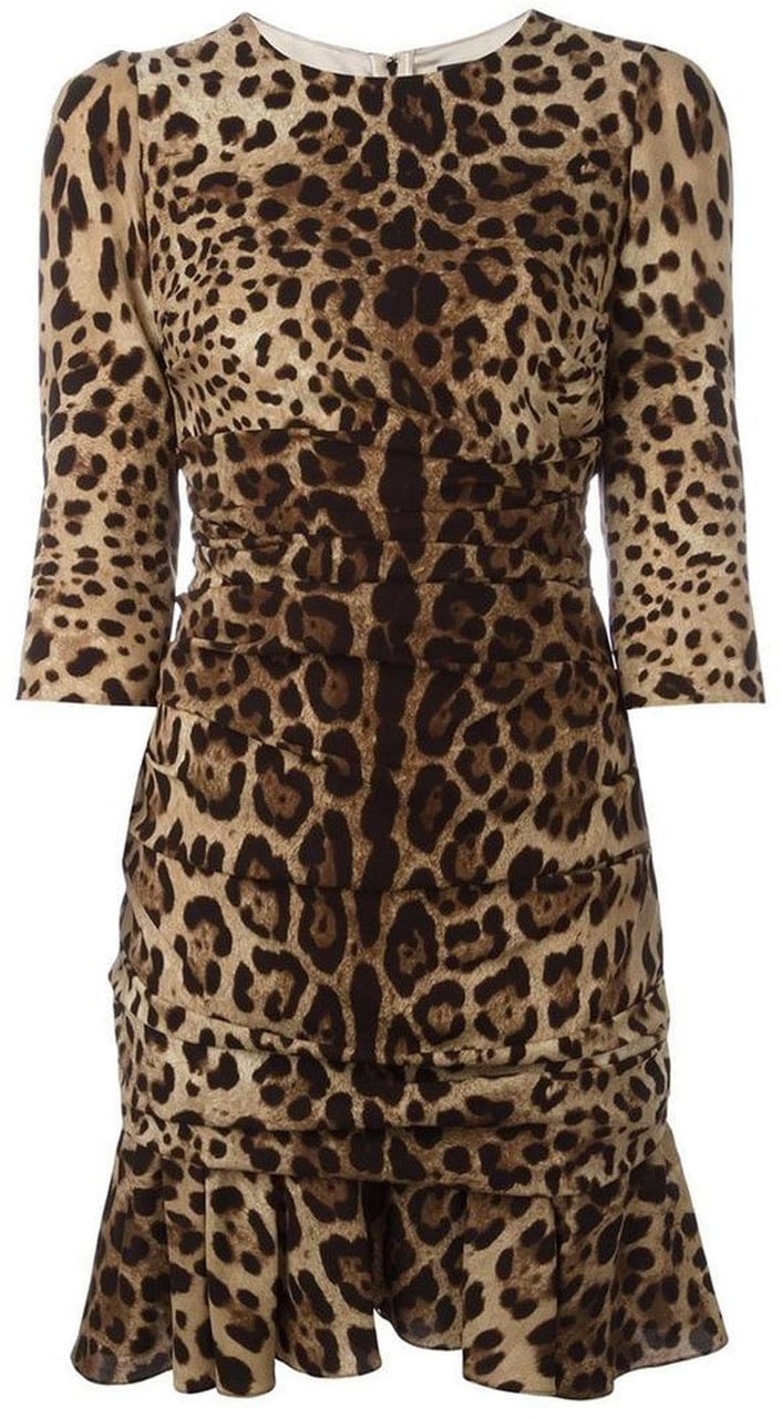 Dolce & Gabbana Silk Leopard Ruched Dress Divers