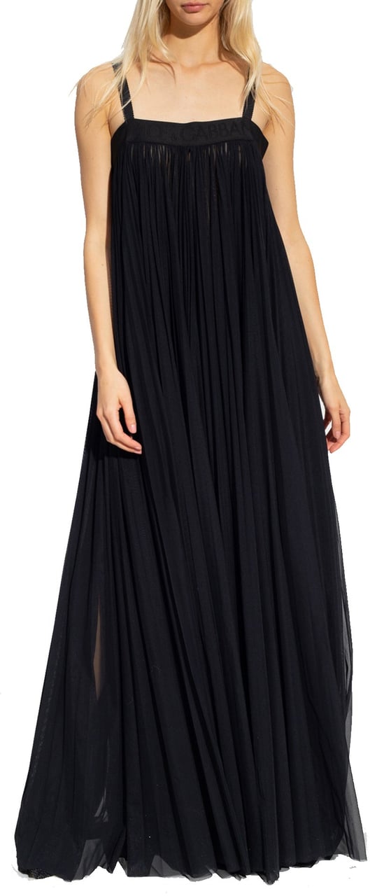Dolce & Gabbana Maxi Pleated Dress Zwart