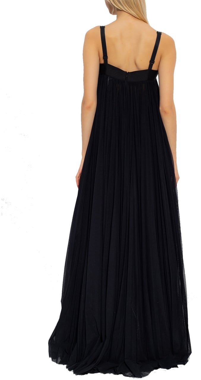 Dolce & Gabbana Maxi Pleated Dress Zwart