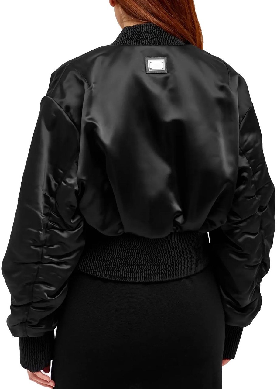 Dolce & Gabbana Cropped Bomber Jacket Zwart