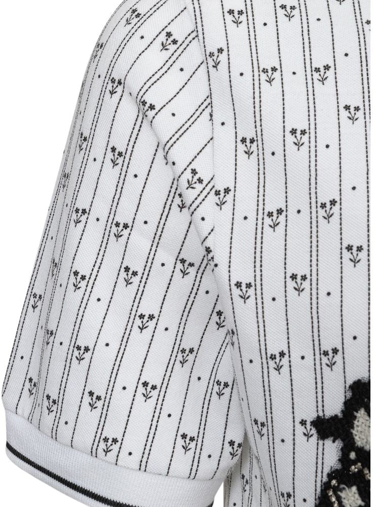 Dolce & Gabbana White Piquet Polo Shirt with Dolce & Gabbana Allover Print Divers
