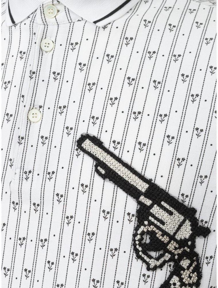 Dolce & Gabbana White Piquet Polo Shirt with Dolce & Gabbana Allover Print Divers