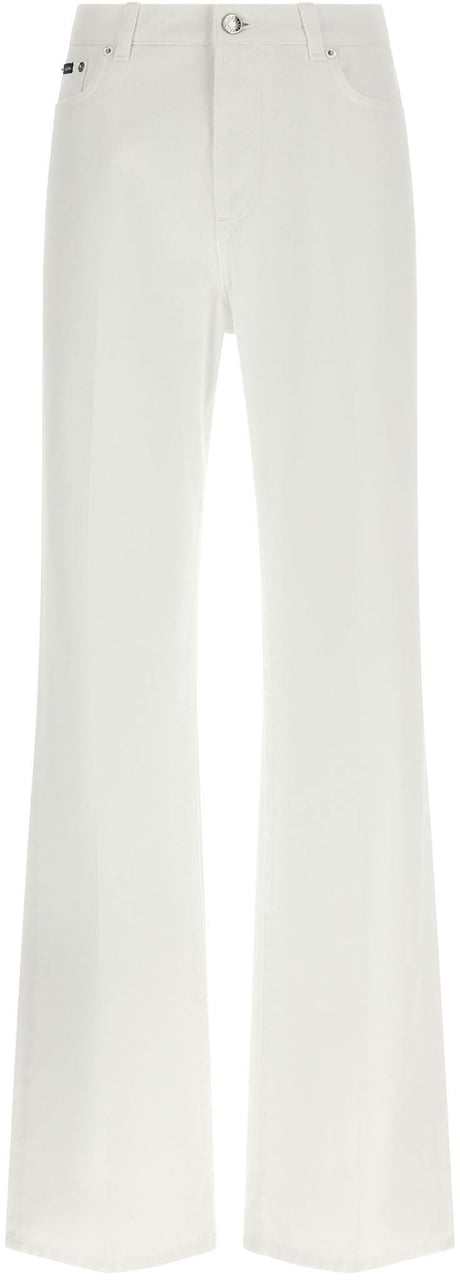 Dolce & Gabbana White Cotton Flared Jeans Wit