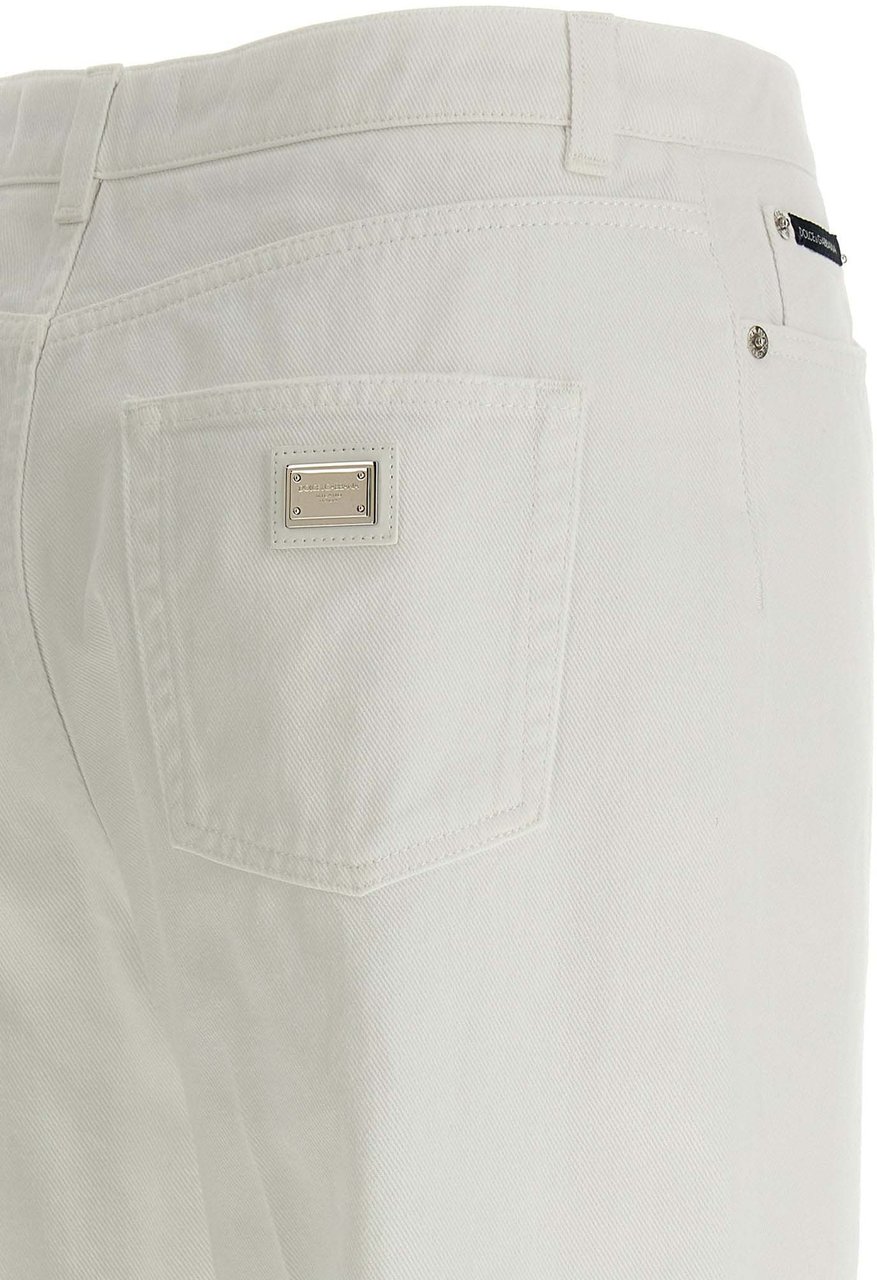 Dolce & Gabbana White Cotton Flared Jeans Wit