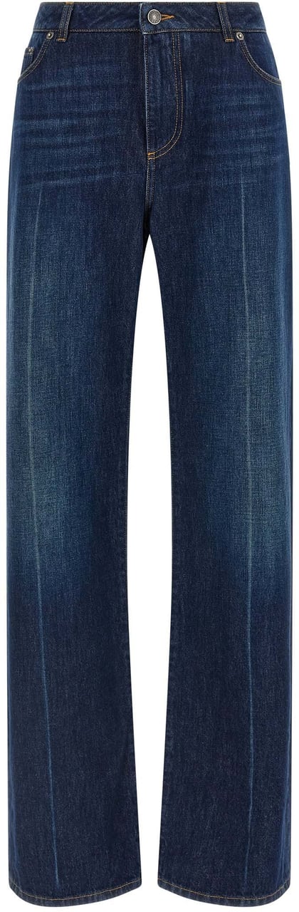 Dolce & Gabbana Blue Cotton Straight-Leg Jeans Blauw