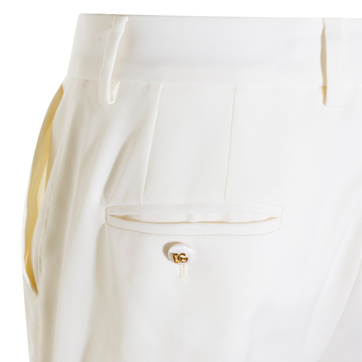 Dolce & Gabbana White Wool Straight-Leg Pants Wit