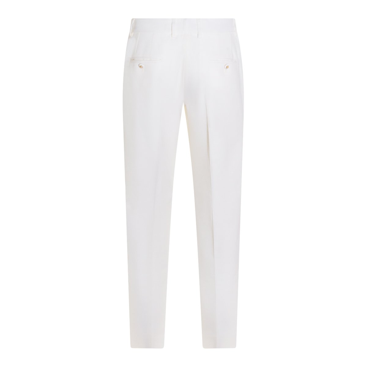 Dolce & Gabbana White Wool Straight-Leg Pants Wit