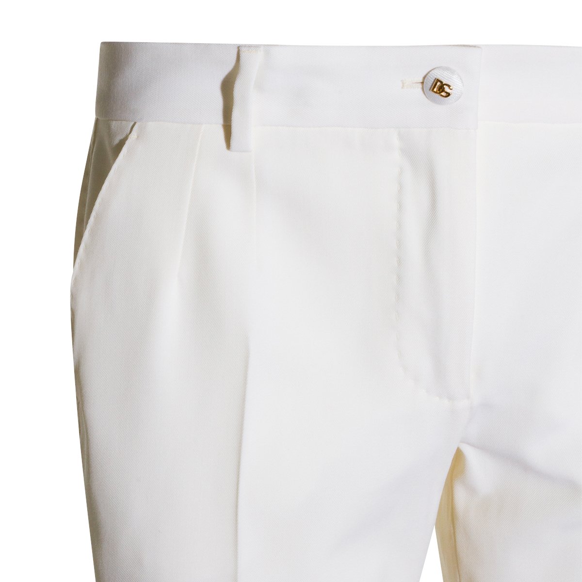 Dolce & Gabbana White Wool Straight-Leg Pants Wit