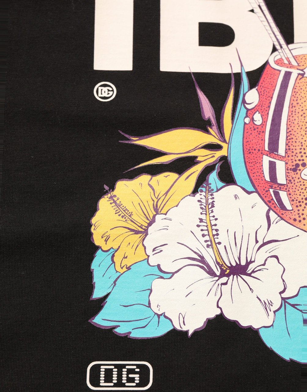 Dolce & Gabbana Black Tropical "IBIZA" Men Crew Neck T-shirt Zwart