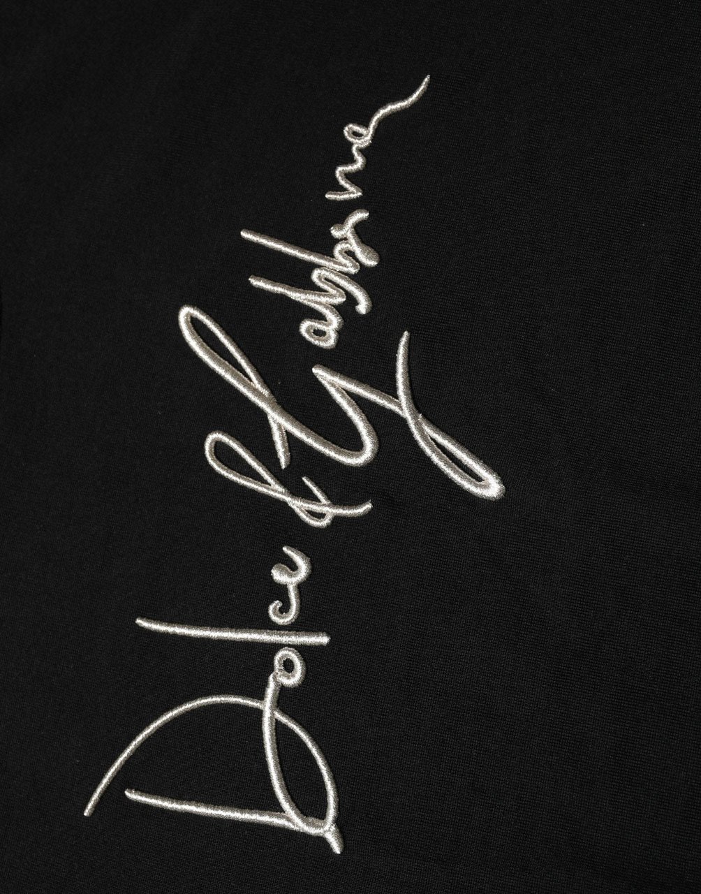 Dolce & Gabbana Black embroidered Logo Crew Neck Pullover Sweater Zwart