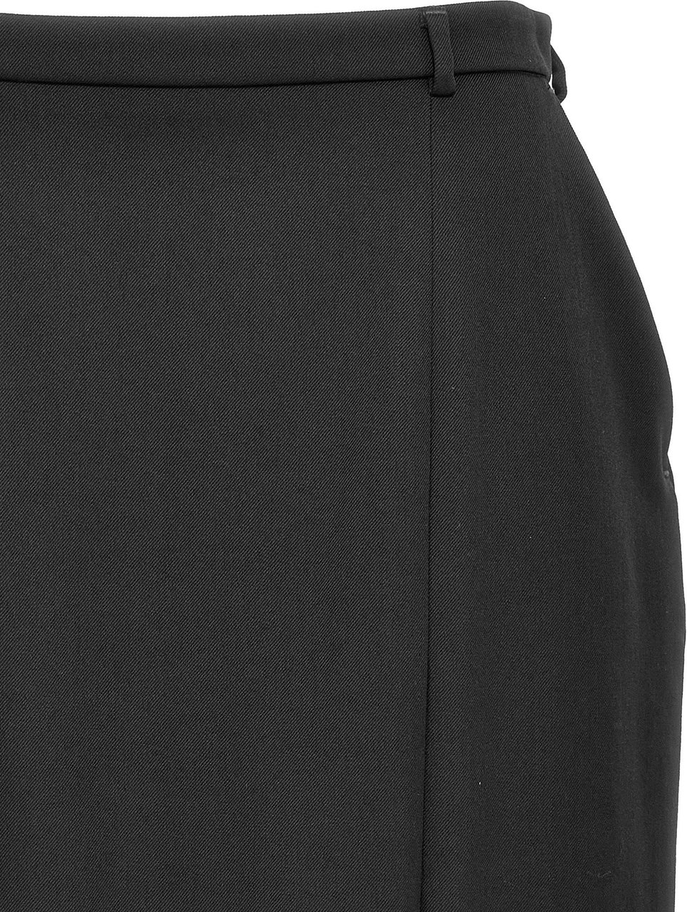 Dolce & Gabbana Black Virgin Wool Midi Skirt Zwart