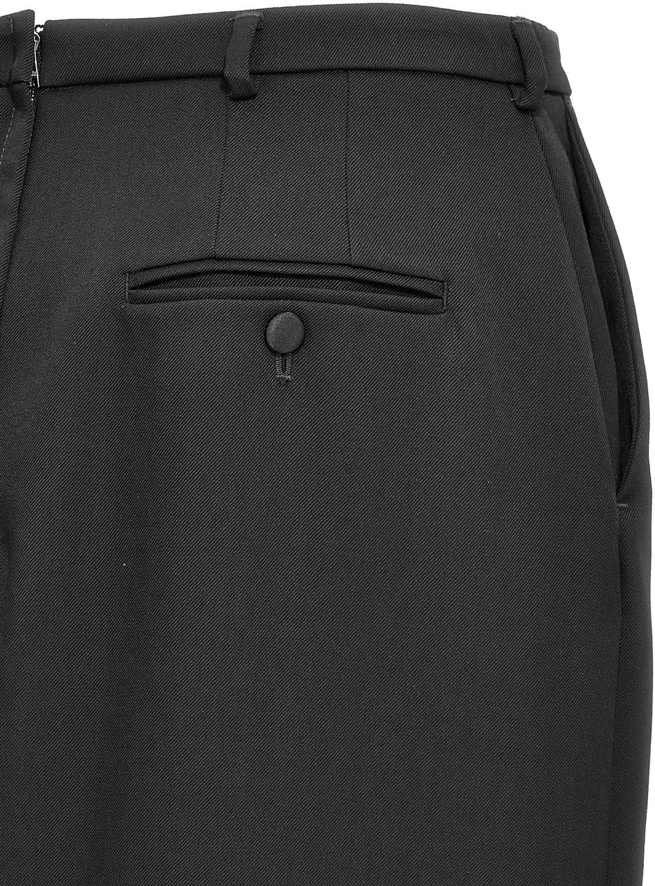 Dolce & Gabbana Black Virgin Wool Midi Skirt Zwart