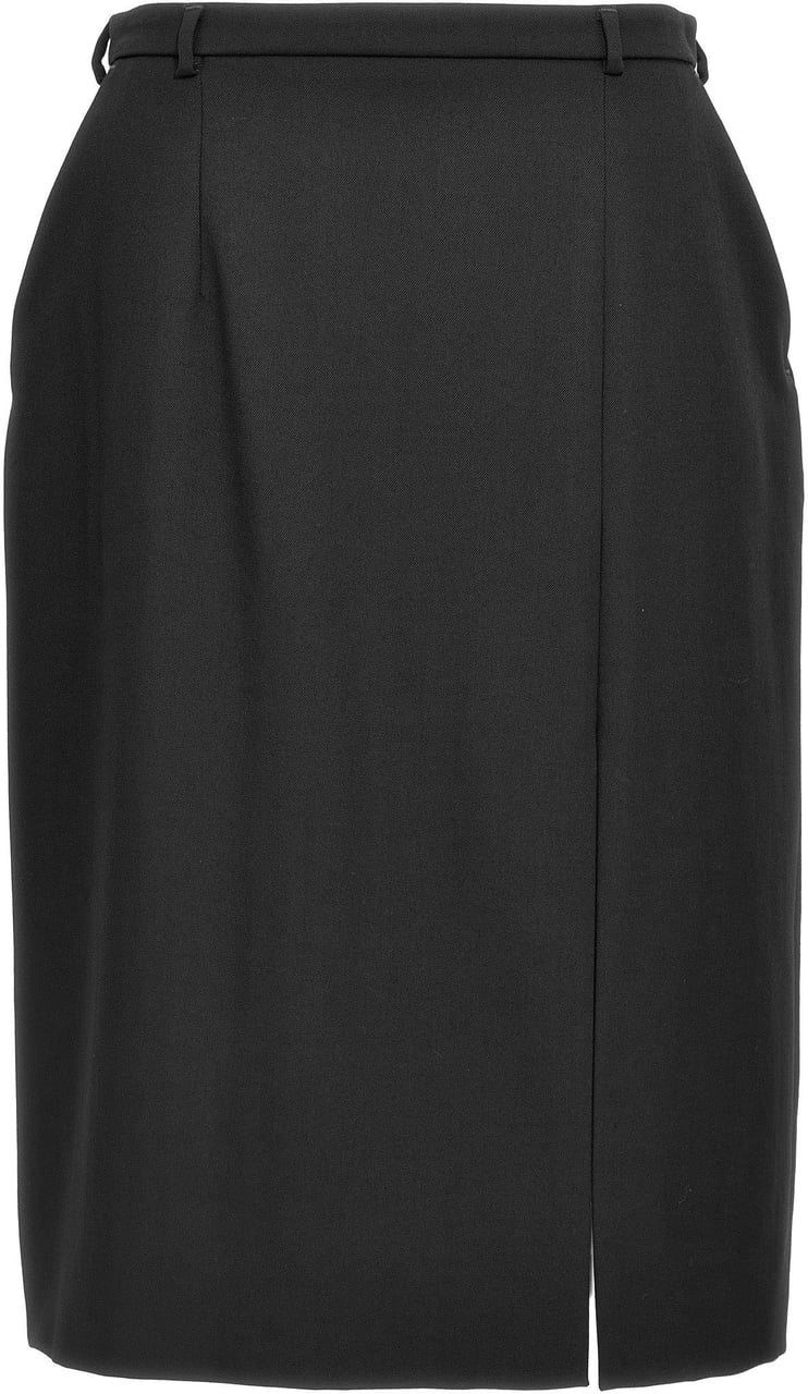 Dolce & Gabbana Black Virgin Wool Midi Skirt Zwart