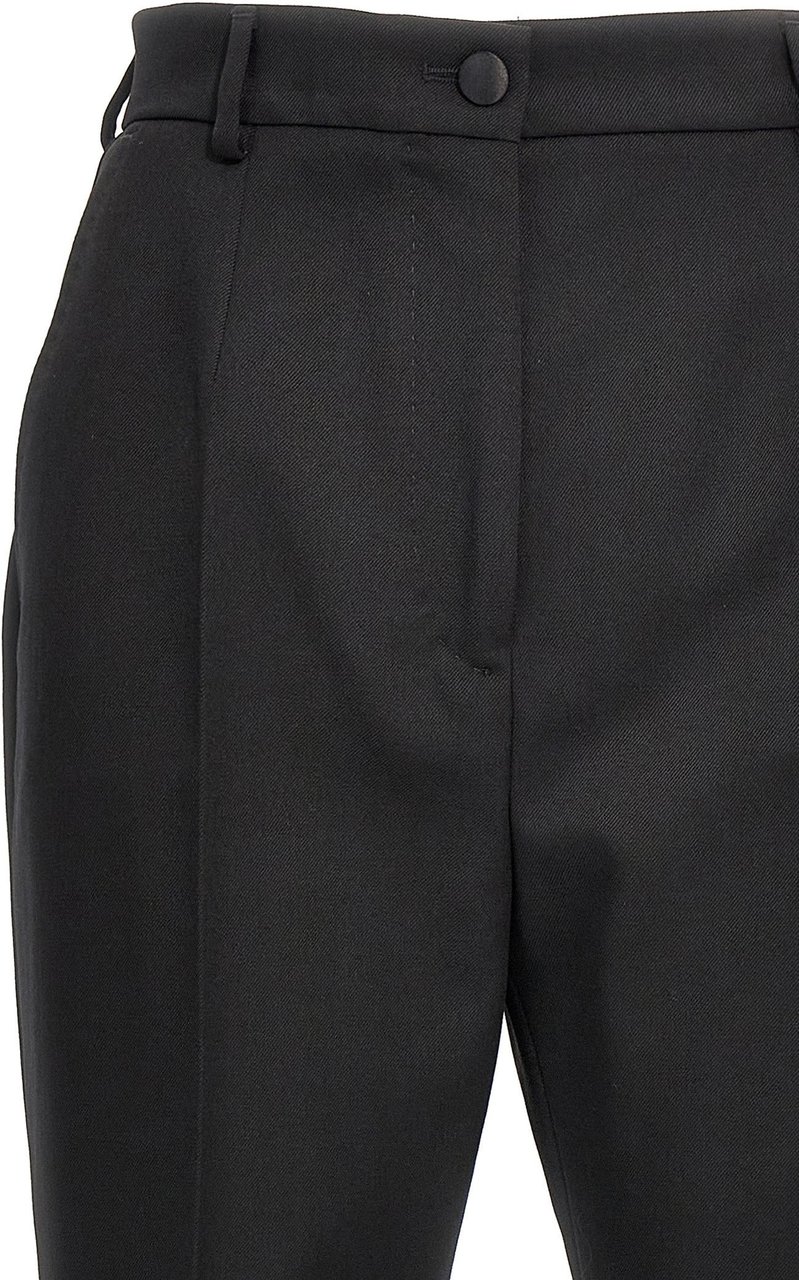 Dolce & Gabbana Black Virgin Wool Dress Pants Zwart