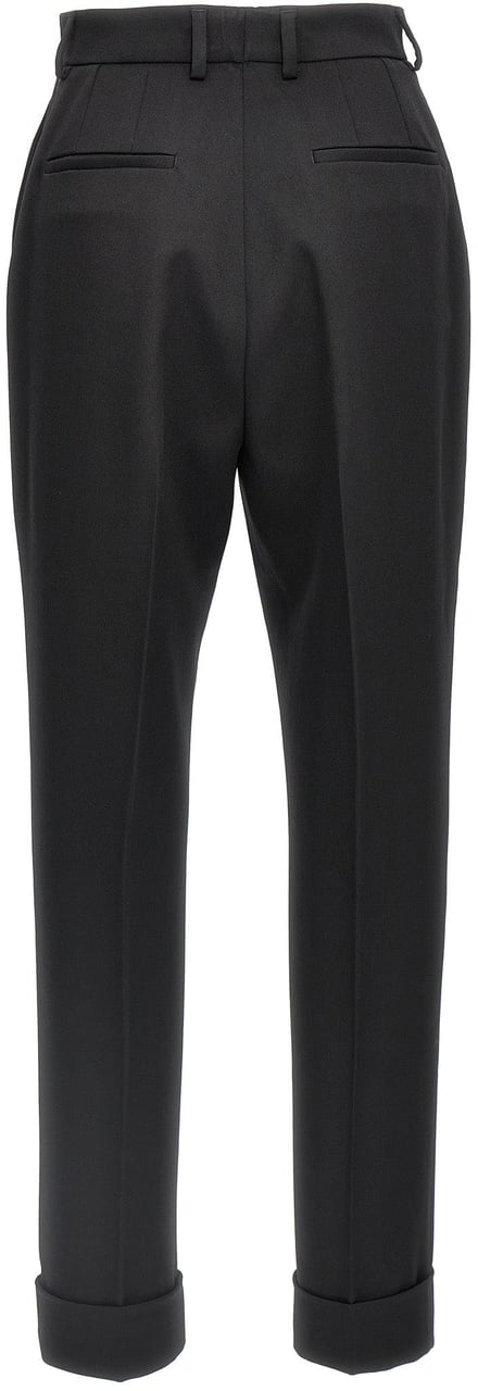 Dolce & Gabbana Black Virgin Wool Dress Pants Zwart