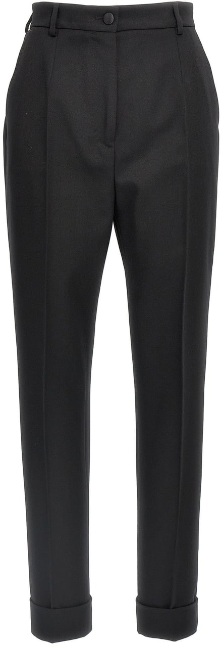 Dolce & Gabbana Black Virgin Wool Dress Pants Zwart