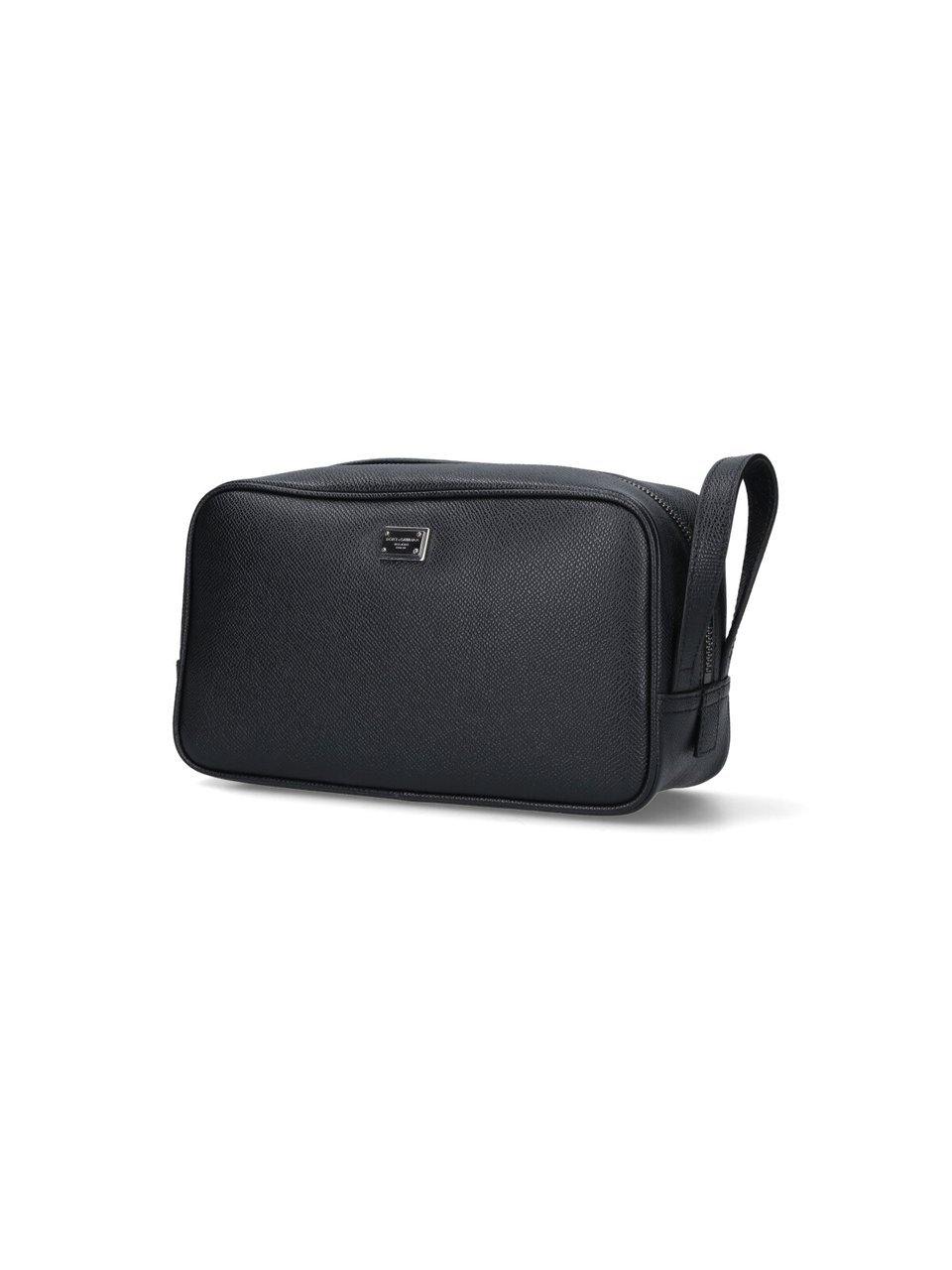 Dolce & Gabbana Rectangular Black Calf Leather Beauty Case Zwart