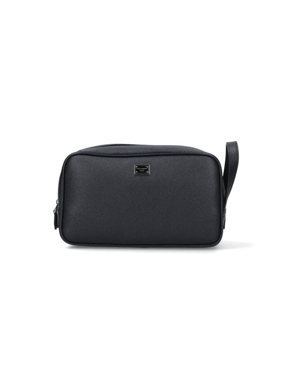 Dolce & Gabbana Rectangular Black Calf Leather Beauty Case Zwart