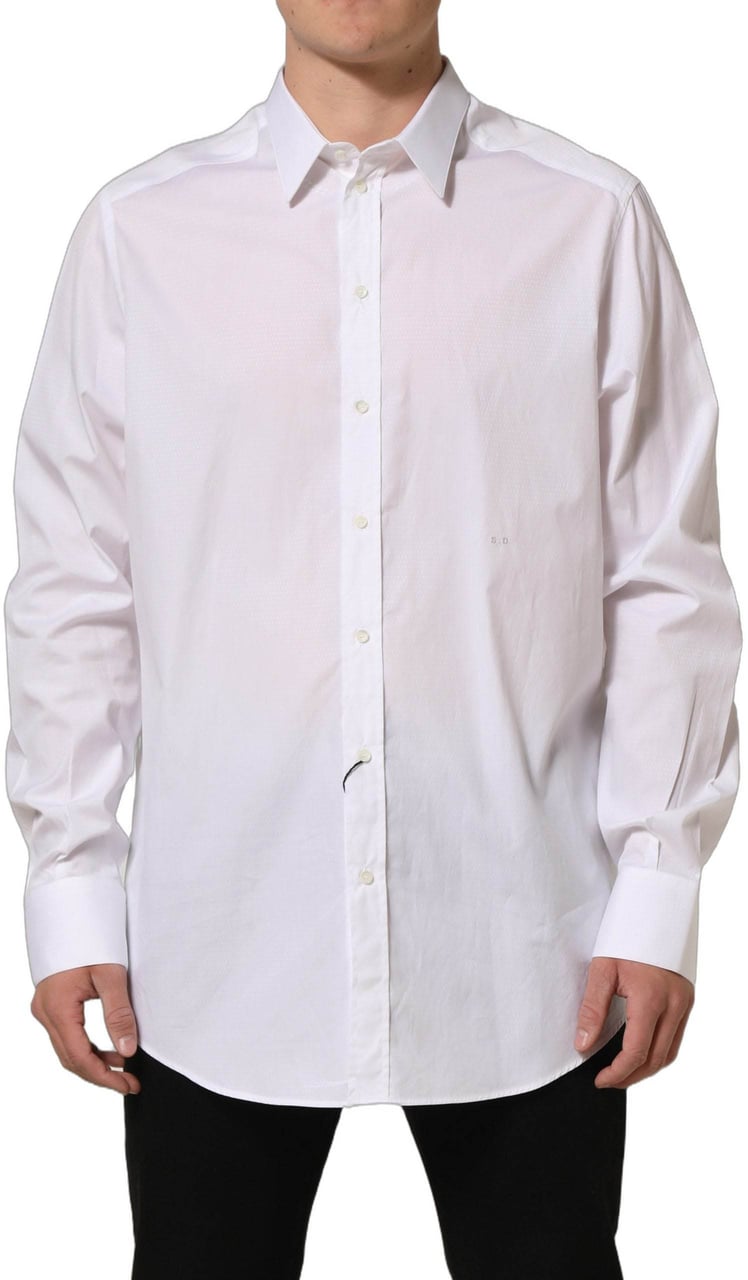 Dolce & Gabbana White Cotton Long Sleeves Men Dress Shirt Wit