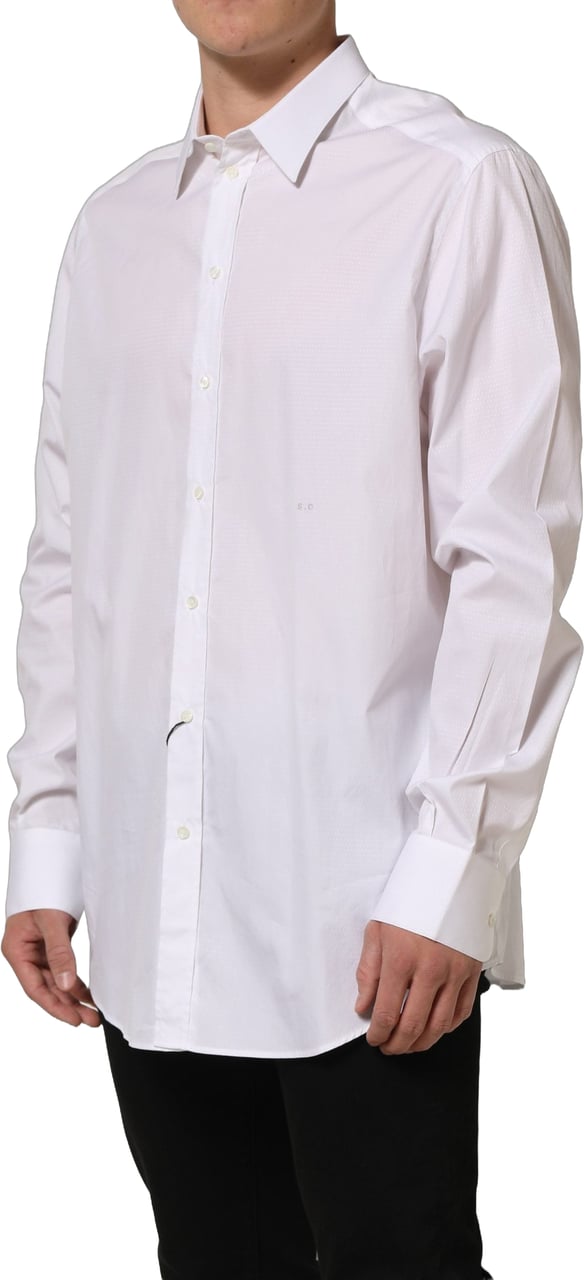 Dolce & Gabbana White Cotton Long Sleeves Men Dress Shirt Wit
