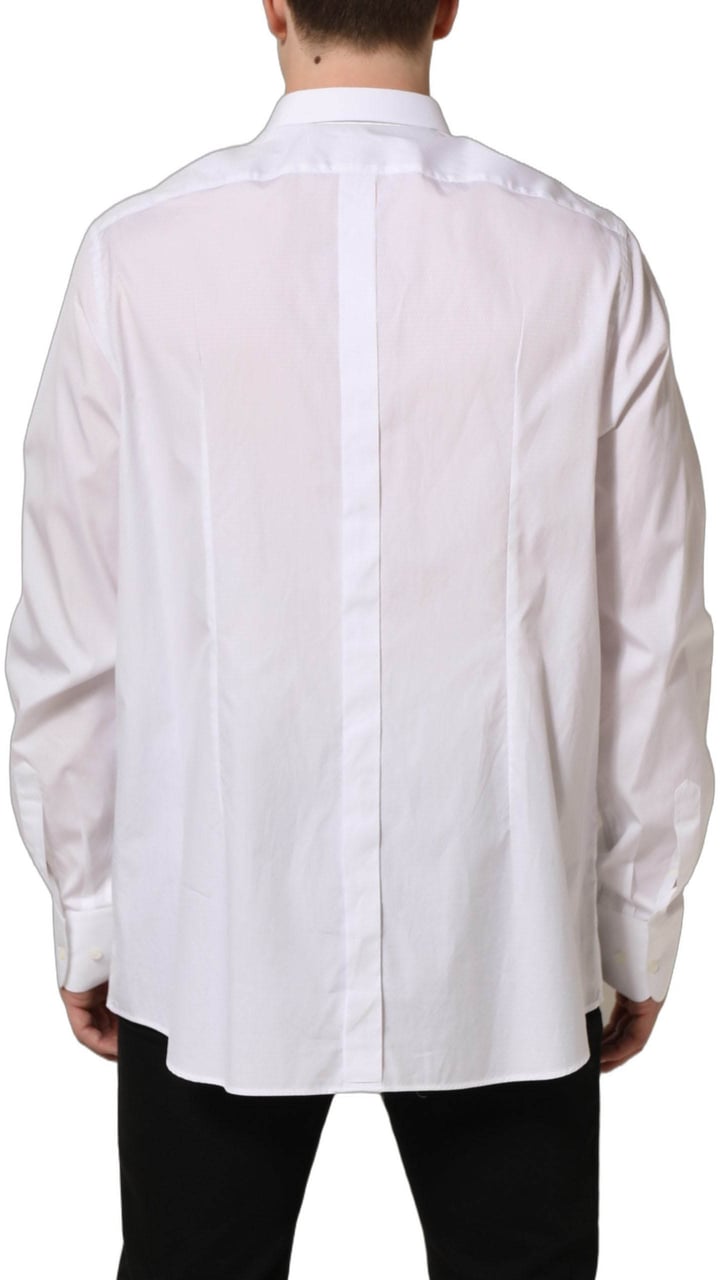 Dolce & Gabbana White Cotton Long Sleeves Men Dress Shirt Wit