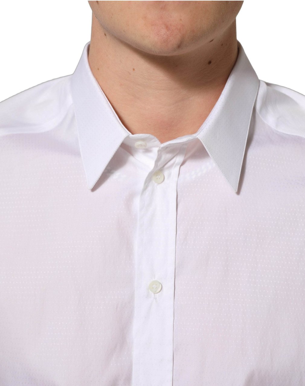 Dolce & Gabbana White Cotton Long Sleeves Men Dress Shirt Wit