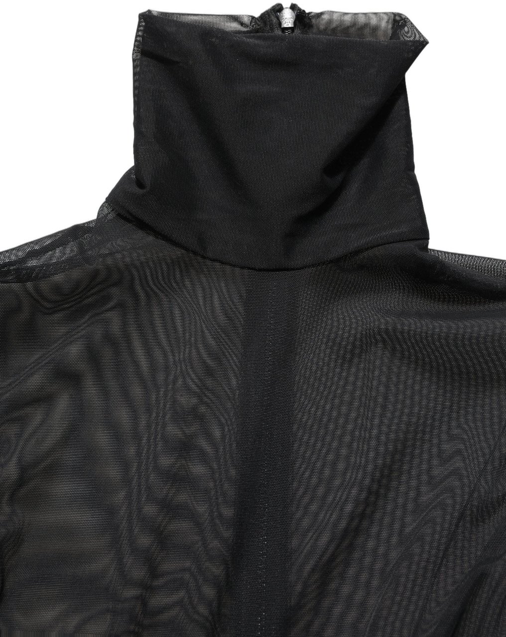 Dolce & Gabbana Black Sheer Mesh Jumpsuit Turtleneck Dress Zwart