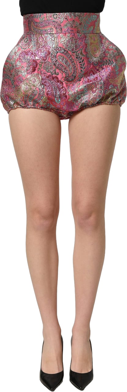 Dolce & Gabbana Pink Floral HighWaist Jacquard Hotpants Shorts Roze