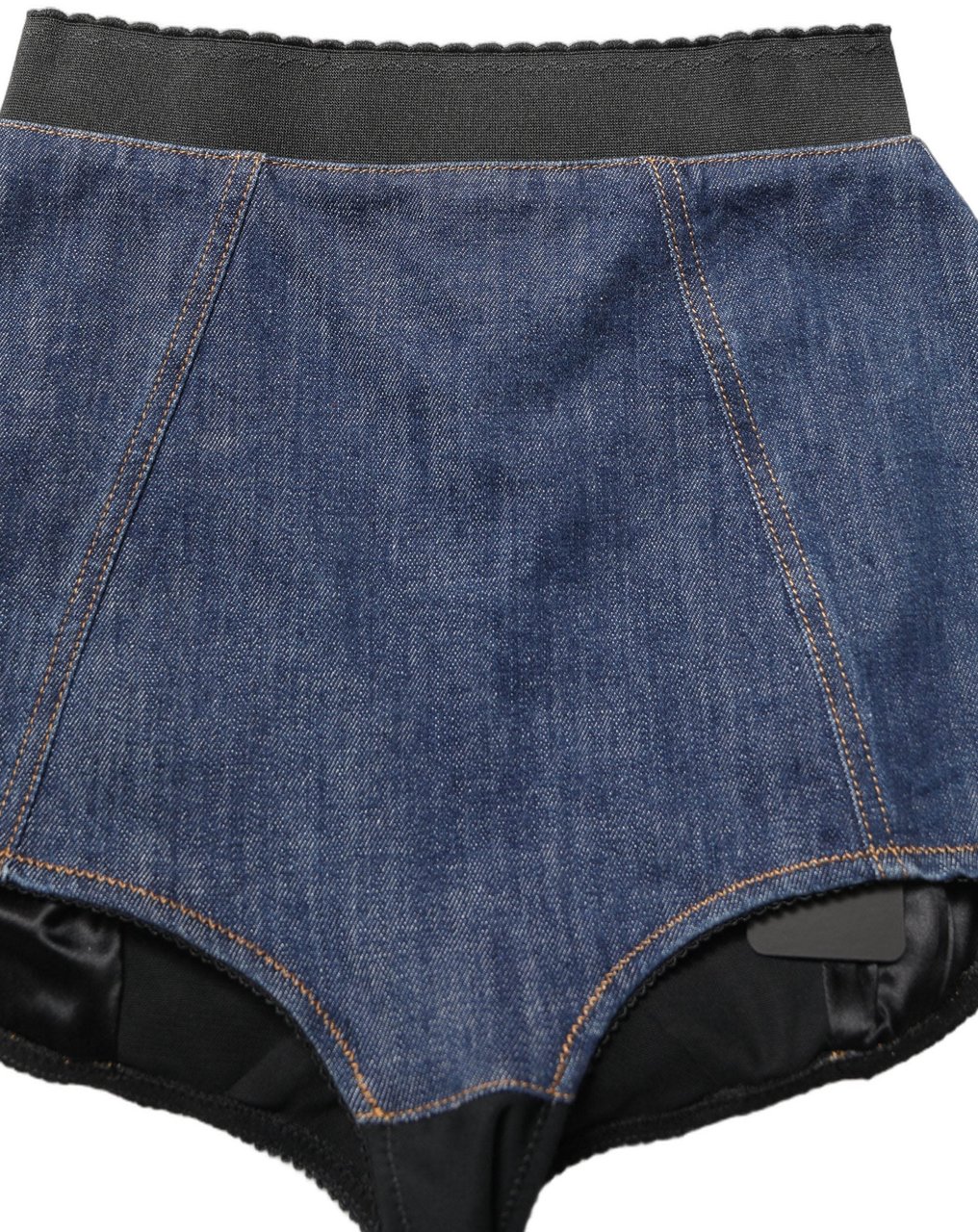 Dolce & Gabbana Blue Cotton High Waist Denim Hotpants Shorts Blauw