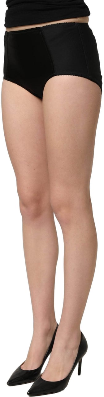 Dolce & Gabbana Black Low Waist Satin Culotte Hotpants Shorts Zwart