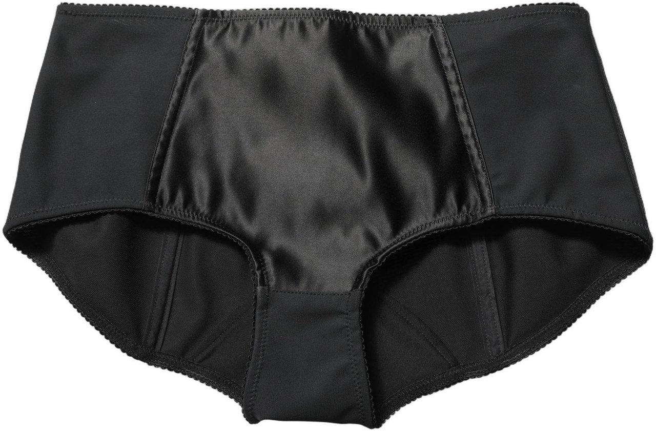 Dolce & Gabbana Black Low Waist Satin Culotte Hotpants Shorts Zwart
